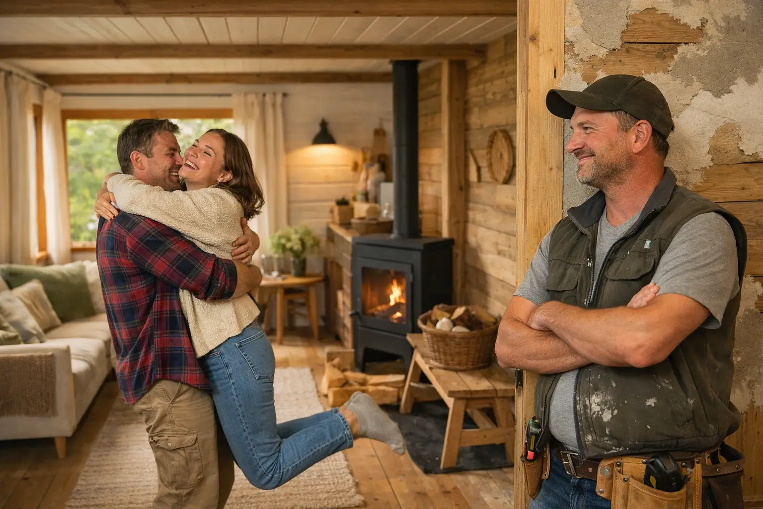 Результат ремонта дачи и довольные хозяева